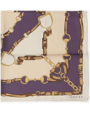 Gucci Printed Silk Twill Scarf - Purple
