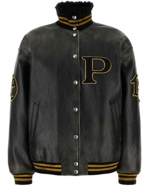Prada Leather Bomber Jacket - Black