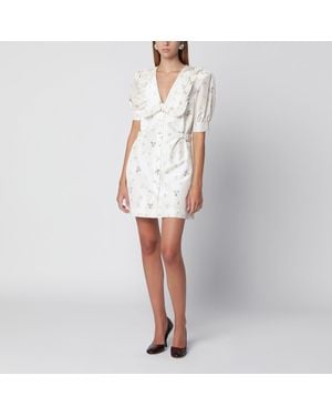 Alessandra Rich Floralprint Silk Mini Dress - White