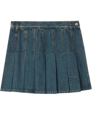 Burberry Equestrian Embroidered Mini Skirt - Blue