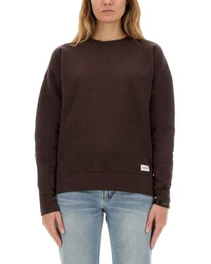 Saint Laurent Sweatshirt With Logo - Brown