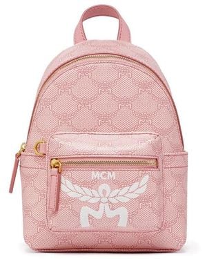 MCM Stark Lauretos Backpack Polyurethane Backpacks - Pink