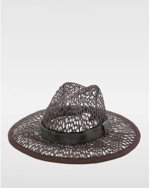 Brunello Cucinelli Marrone Ultrablack Open Weave Hat - Gray
