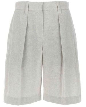 Brunello Cucinelli Light Linen Blend Shorts - Gray