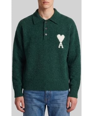 Ami Paris Ami De Coeur Polo Shirt - Green