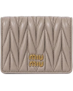 Miu Miu Small Matelassé Nappa Leather Wallet - Brown