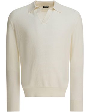 ZEGNA Cashmere Polo Sweater - White