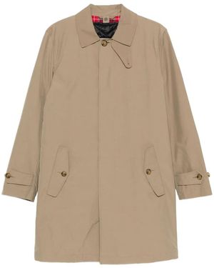 Baracuta Single-Breasted Pointed Collar Coat - Natural