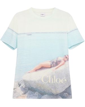 Chloé Crew-Neck Logo T-Shirt - White