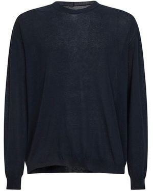 Uma Wang Wool And Silk Crepe Crewneck Sweater - Blue