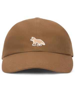 Maison Kitsuné Cap With Visor And Embroidery - Brown