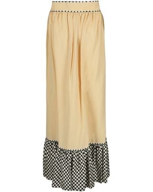Valentino Embroidered Silk Maxi Skirt - White