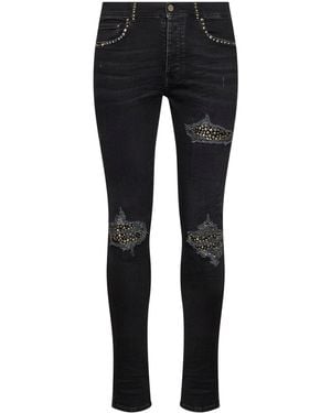 Amiri Stretch Cotton Denim Mx1 Jeans With Studs - Black