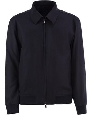 BOSS Virgin Wool Blend Jacket With Zip - Black