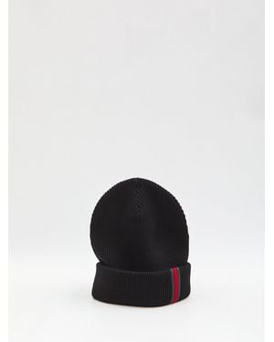 Gucci Wool Beanie With Web Detail - Black
