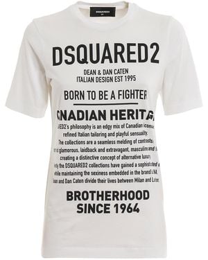 DSquared² Canadian Heritage Print Cotton T-Shirt - White