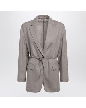 Brunello Cucinelli Melange Virgin Wool Blazer - Gray