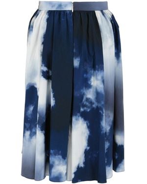 McQueen Cloud Print A-Line Skirt - Blue