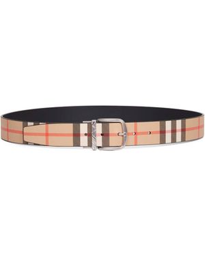 Burberry Reversible Belt With Check Buckle - White