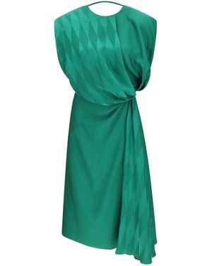 Versace Midi Silk Dress With Twist Detail - Green