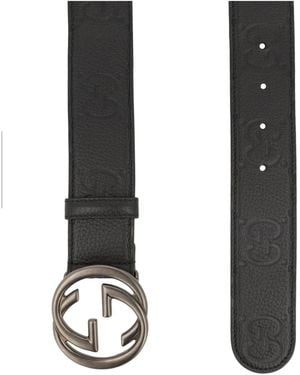 Gucci Interlocking G Buckle Belt - Black