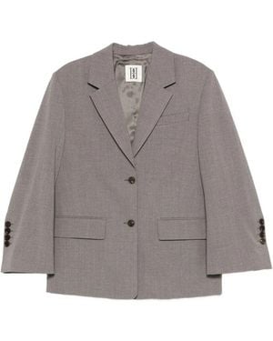 By Malene Birger Jacket With Notched Lapels And Flap Pockets - Gray