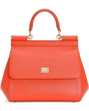 Dolce & Gabbana Petit Sac À Main Sicily En Cuir De Veau - Red