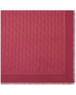 Fendi Ff Silk And Wool Shawl - Red