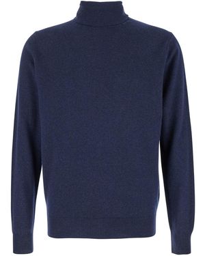 Plain Turtleneck Sweater - Blue