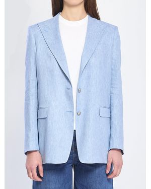 Tagliatore Single-Breasted Stretch Linen And Cotton Jacket - Blue