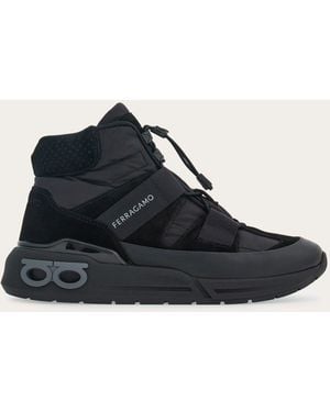 Ferragamo Cosma High-Top Paneled Sneakers - Blue
