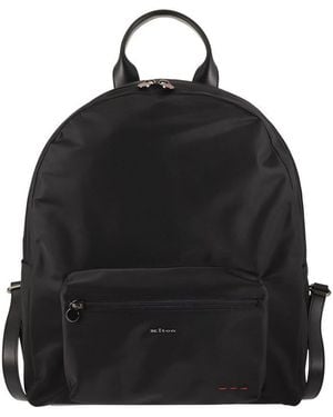 Kiton Technical Nylon And Calfskin Backpack - Black