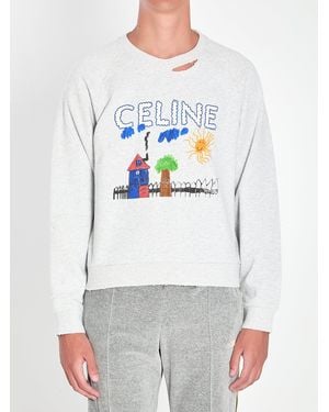 Celine Loose Cotton Sweatshirt - Gray
