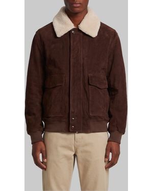 Arma Bari Gritty Suede Bomber - Brown