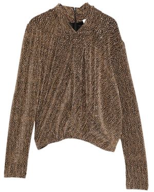 IRO Metallic High-Neck Sweater - Brown