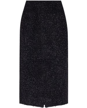 Balenciaga Tweed Midi Skirt - Black