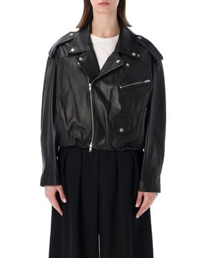 S.W.O.R.D Cropped Zip-Front Leather Jacket - Black