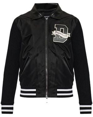 DSquared² Bomber Jacket With Logo Patch - Black