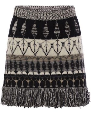 Vanisé Wool And Cashmere Blend Jacquard Skirt - Black
