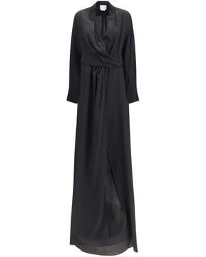 Sa Su Phi Dress Criss Cross Silk Polka-Dot - Black