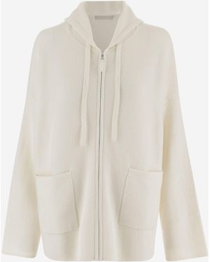 Allude Cashmere Blend Sweatshirt With Hood - White