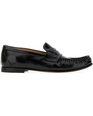 Fendi Leather Scrunch Loafers - Black
