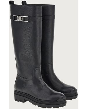 Ferragamo Ryder Leather Knee-High Boots - Black