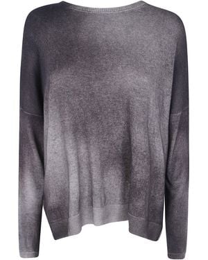 Avant Toi Gradient Effect Boat Neck Oversize Pullover With Slits - Gray