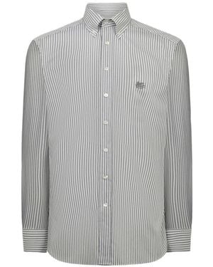 Etro Striped Roma Logo Shirt - Gray