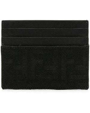 Fendi Portacarte Ff Jacquard Zucca E Pelle - Black