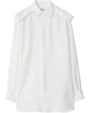 Burberry Shoulder Button Silk Shirt - White