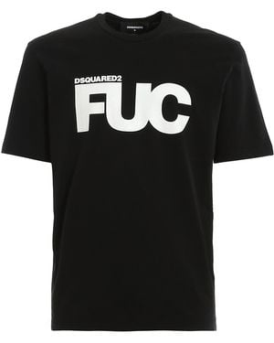DSquared² Fuc Print Graphic Cotton T-Shirt - Black