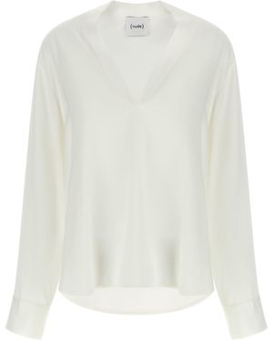 Nude V-Neck Blouse - White