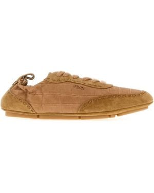 Fendi Leather And Suede Fit Sneakers - Brown
